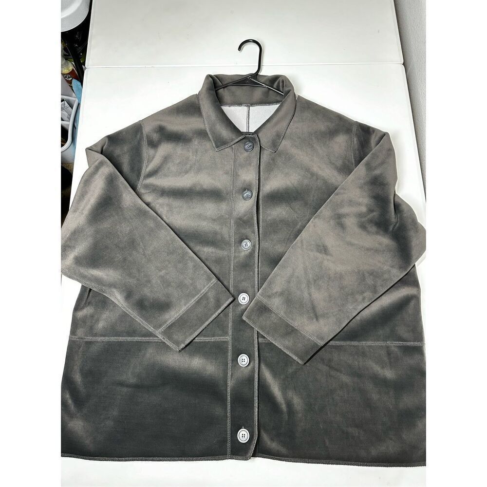 Kim Rogers Lightweight Jacket Gray Black Size 2X Barn Coat Button up - Picture 6 of 9